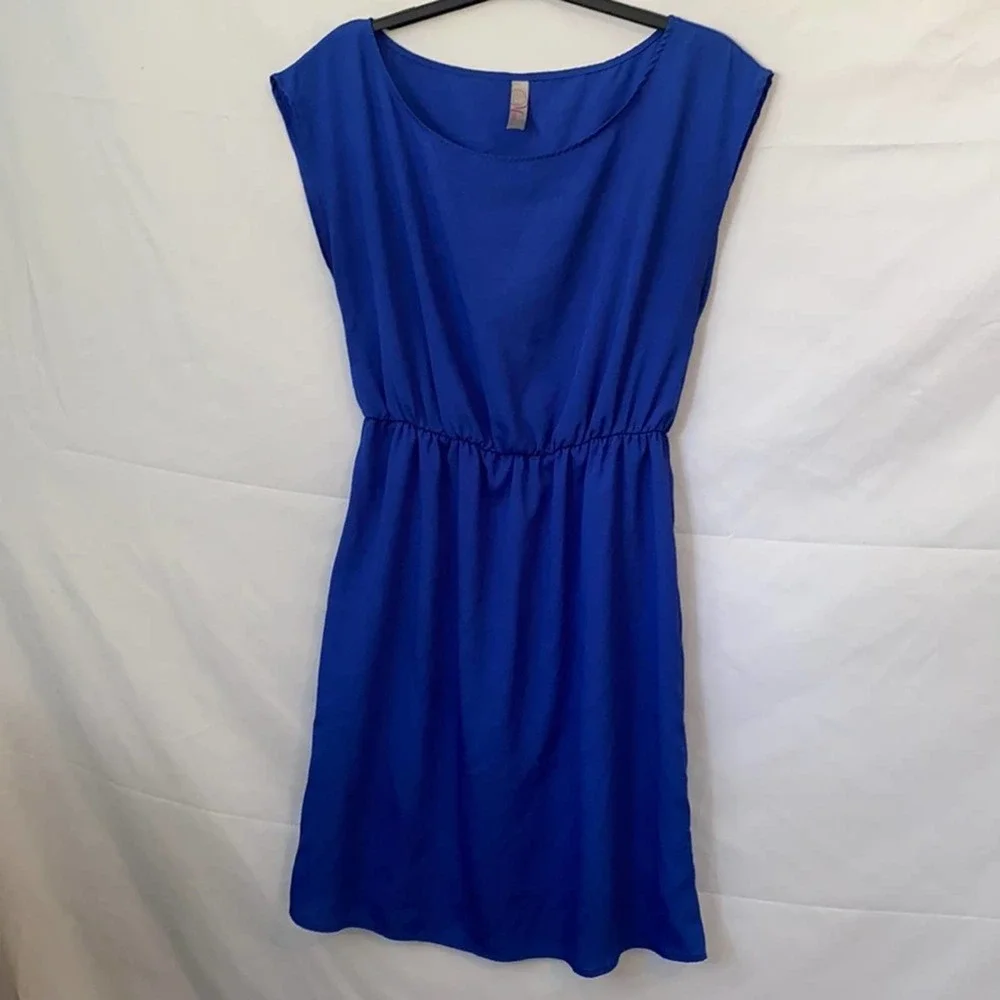 Myan Royal Blue Elastic Waist Polyester Dress Womens Size M - Picture 2 of 9